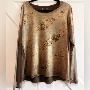 Marisima Metallic Animal Print Tunic Top